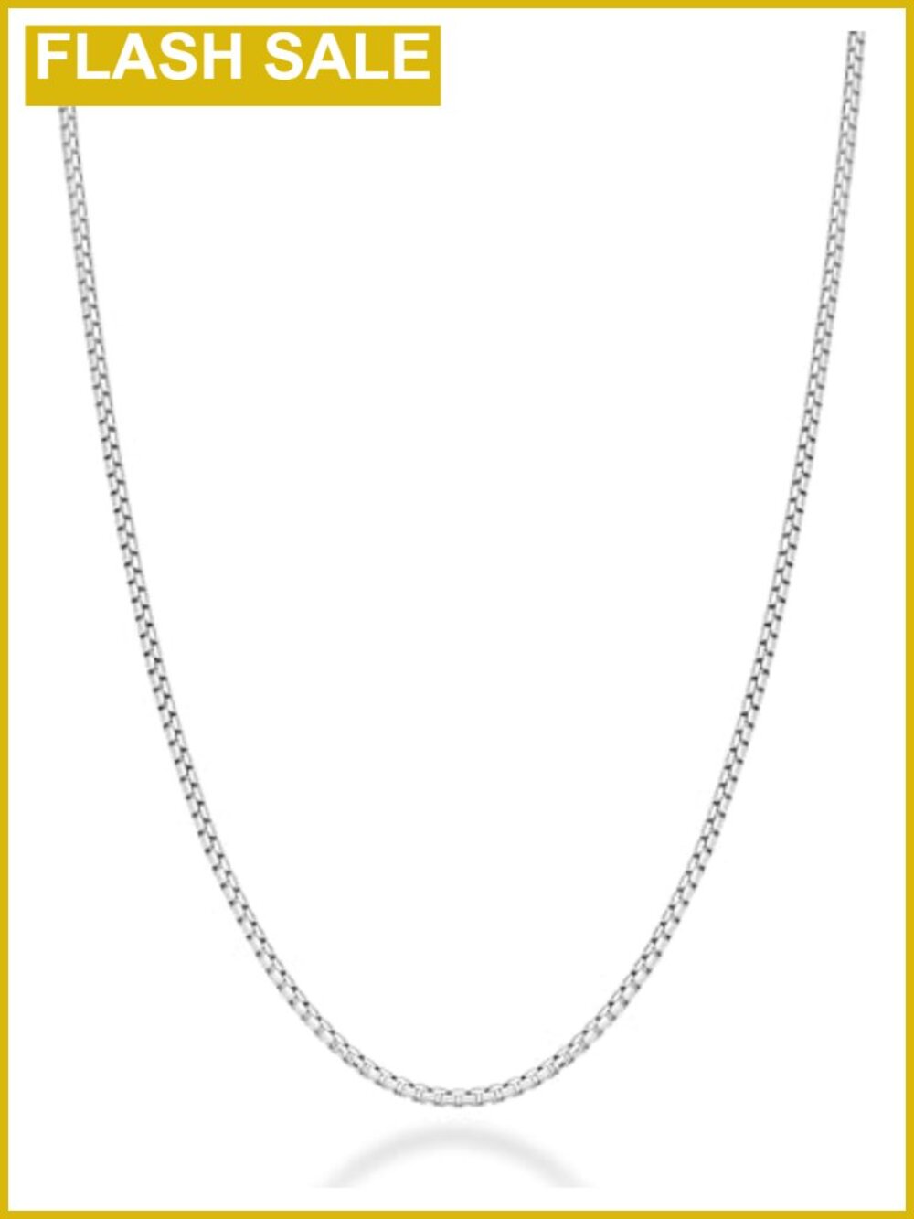 Italian 925 Sterling Silver 2mm Round Box Chain Necklace